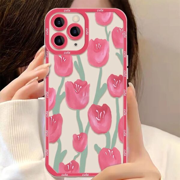 เคส iPhone แบบป้องกันกล้องสำหรับ for iPhone14 ลาย ดอกไม้สีแดง - Image 3