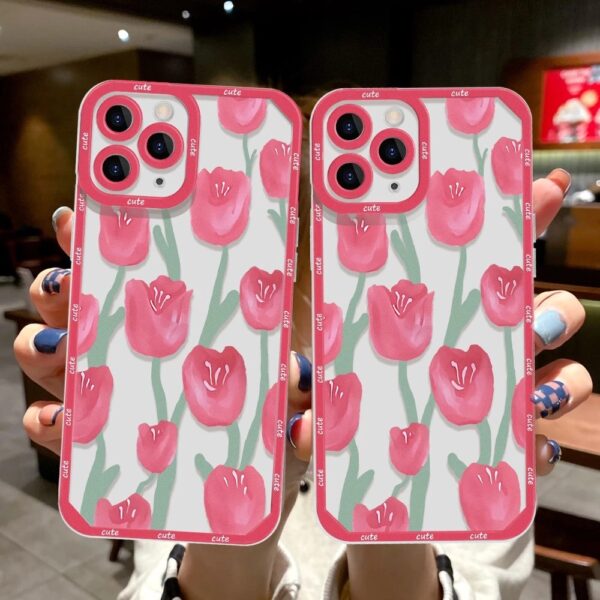 เคส iPhone แบบป้องกันกล้องสำหรับ for iPhone14 ลาย ดอกไม้สีแดง - Image 4