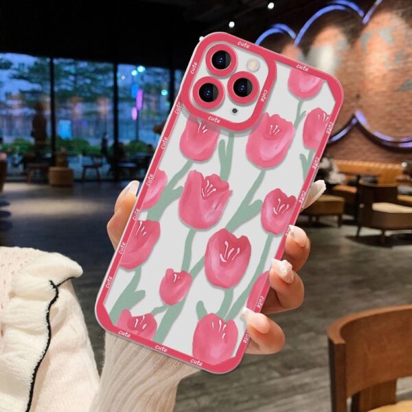 เคส iPhone แบบป้องกันกล้องสำหรับ for iPhone14 ลาย ดอกไม้สีแดง - Image 8