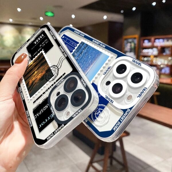 เคส iPhone แบบป้องกันกล้องสำหรับ for iPhone 14 ลาย Postcard 2ชิ้น - Image 2