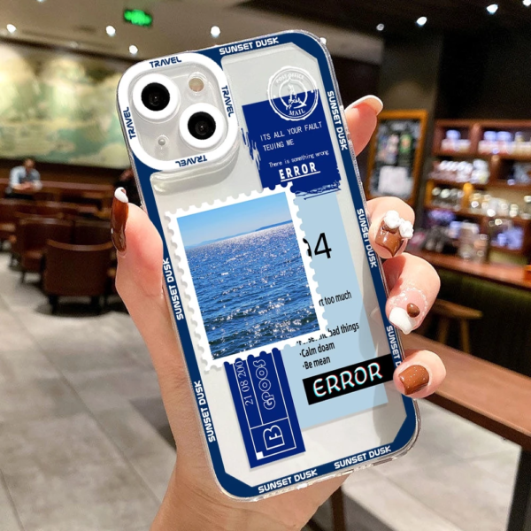 เคส iPhone แบบป้องกันกล้องสำหรับ for iPhone 14 ลาย Postcard 2ชิ้น - Image 3