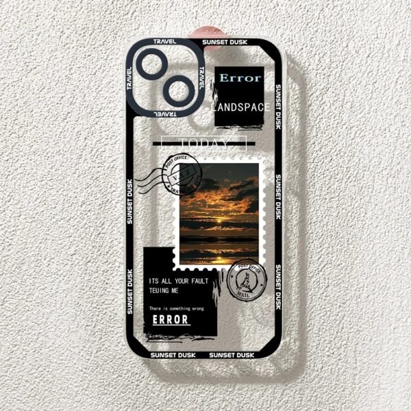 เคส iPhone แบบป้องกันกล้องสำหรับ for iPhone 14 ลาย Postcard 2ชิ้น - Image 5