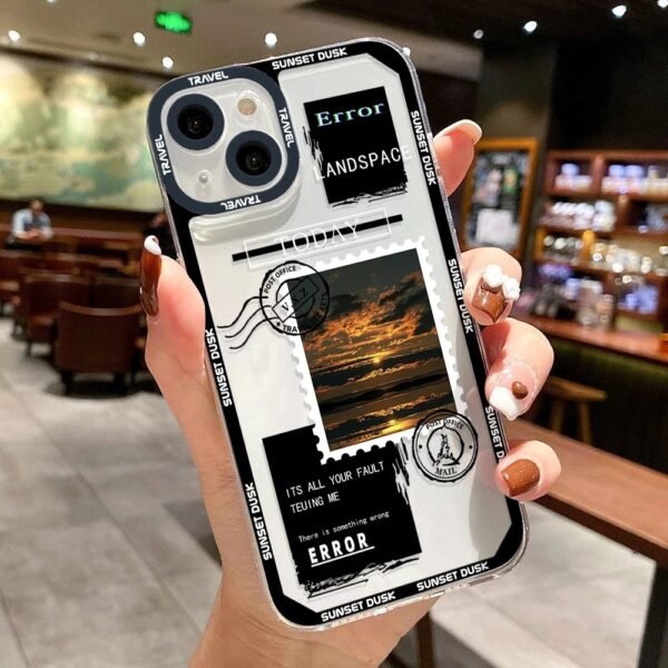 เคส iPhone แบบป้องกันกล้องสำหรับ for iPhone 14 ลาย Postcard 2ชิ้น - Image 7