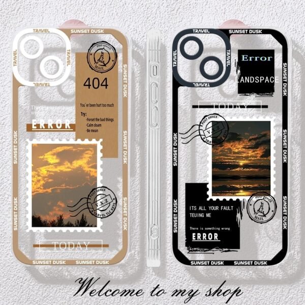 เคส iPhone แบบป้องกันกล้องสำหรับ for iPhone 14 ลาย Postcard 2ชิ้น - Image 9