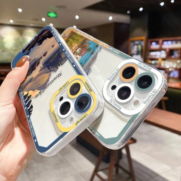 เคส iPhone แบบป้องกันกล้องสำหรับ for iPhone 13 ลายวิวเขา 2ชิ้น - Image 2