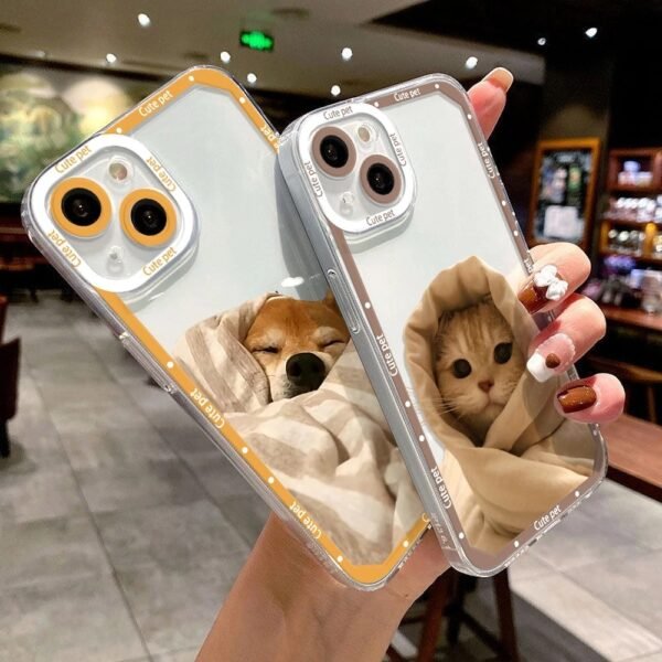 เคส iPhone แบบป้องกันกล้องสำหรับ for iPhone 15 ลาย รูปหมา-แมว 2 ชิ้น - Image 4