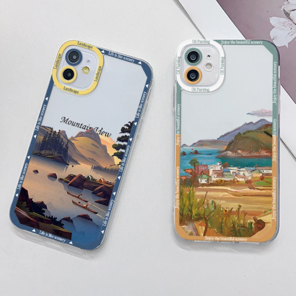 เคส iPhone แบบป้องกันกล้องสำหรับ for iPhone 13 ลายวิวเขา 2ชิ้น - Image 4
