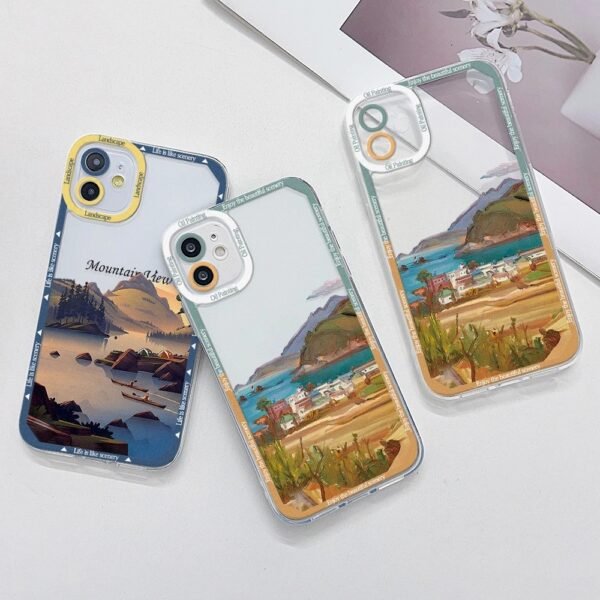 เคส iPhone แบบป้องกันกล้องสำหรับ for iPhone 13 ลายวิวเขา 2ชิ้น - Image 5