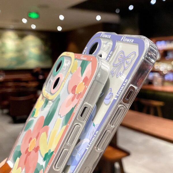 เคส iPhone แบบป้องกันกล้องสำหรับ for iPhone 13 เพนท์ลายดอกไม้ 2 ชิ้น - Image 4