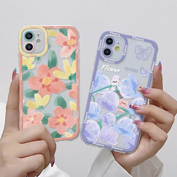 เคส iPhone แบบป้องกันกล้องสำหรับ for iPhone 13 เพนท์ลายดอกไม้ 2 ชิ้น - Image 5