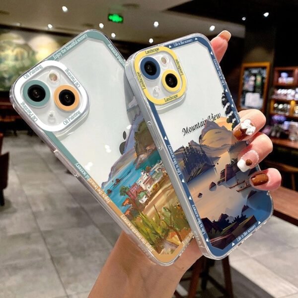 เคส iPhone แบบป้องกันกล้องสำหรับ for iPhone 13 ลายวิวเขา 2ชิ้น