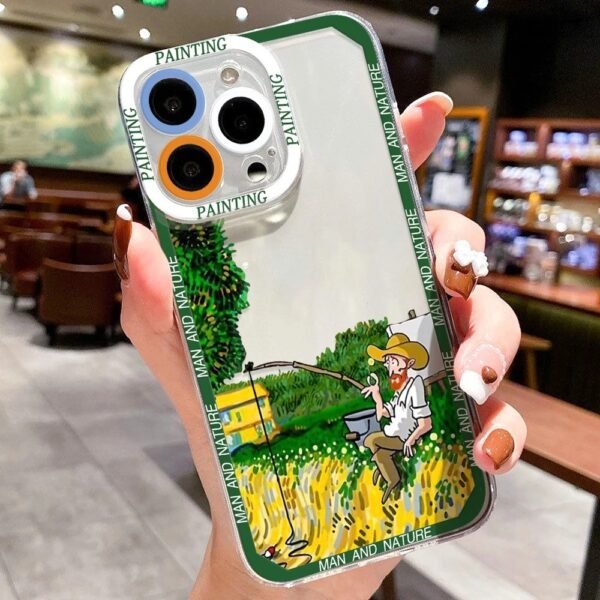 เคส iPhone แบบป้องกันกล้องสำหรับ for iPhone 14 ลาย การ์ตูนวินเซนต์ แวน โก๊ะ 3 - Image 4