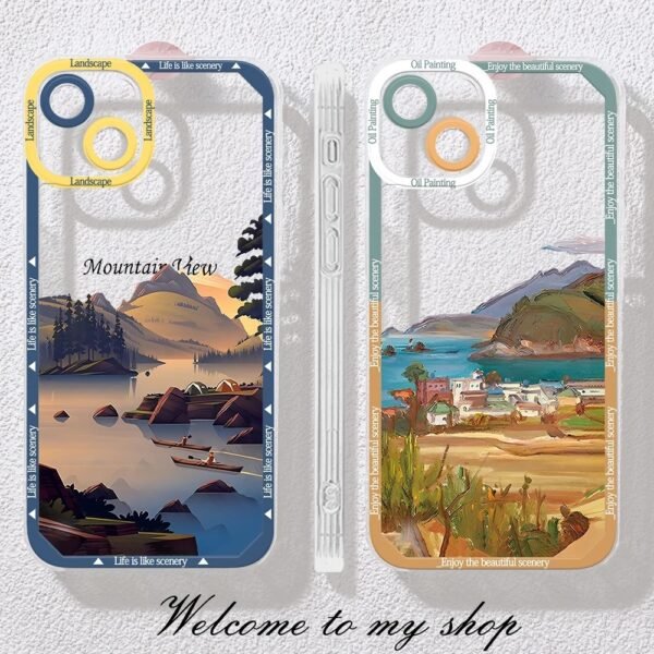 เคส iPhone แบบป้องกันกล้องสำหรับ for iPhone 13 ลายวิวเขา 2ชิ้น - Image 7
