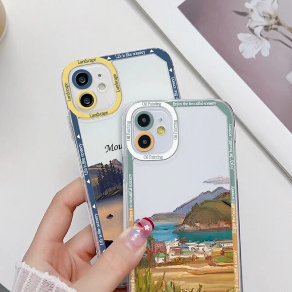 เคส iPhone แบบป้องกันกล้องสำหรับ for iPhone 13 ลายวิวเขา 2ชิ้น - Image 8