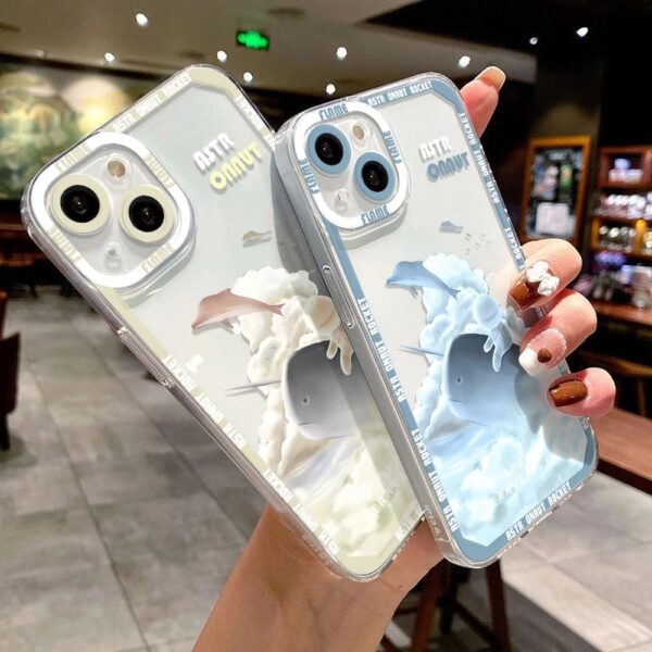 เคส iPhone แบบป้องกันกล้องสำหรับ for iPhone 13 ลาย โลมา 2 ชิ้น
