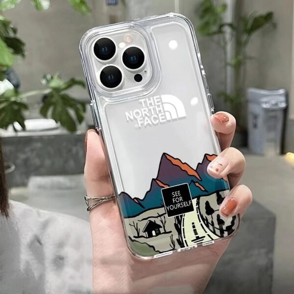 เคสแข็ง iPhone แบบป้องกันกล้องสำหรับ for iPhone 14 Pro Max ลาย the North face เคสใส