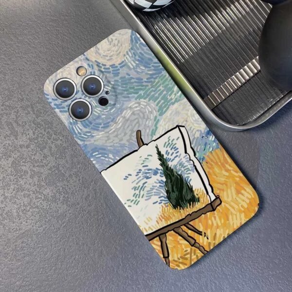 เคสแข็ง iPhone แบบป้องกันกล้องสำหรับ for iPhone 14 Pro Max ลาย ภาพวาดและสายลม แวน โก๊ะ - Image 9