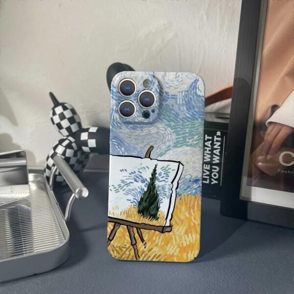 เคสแข็ง iPhone แบบป้องกันกล้องสำหรับ for iPhone 14 Pro Max ลาย ภาพวาดและสายลม แวน โก๊ะ - Image 6