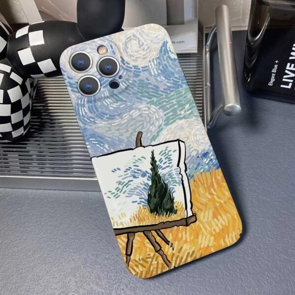 เคสแข็ง iPhone แบบป้องกันกล้องสำหรับ for iPhone 14 Pro Max ลาย ภาพวาดและสายลม แวน โก๊ะ - Image 3
