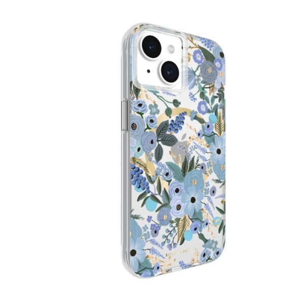 Case-Mate Rifle Paper with MagSafe เคส iPhone 15 - Garden Party Blue - Image 3