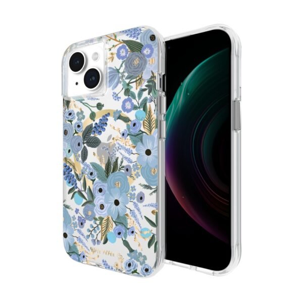 Case-Mate Rifle Paper with MagSafe เคส iPhone 15 - Garden Party Blue - Image 4